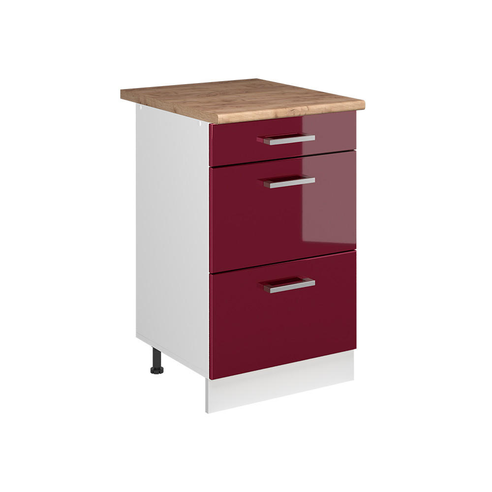 KÖKSUNDERSKÅP R-Line, Röd högblank/Vit, 50 cm Auksinis ąžuolas stalviršis Röd, Vit 81.6/50/60 cm