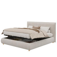 POLSTERBETT Creme Samt 180x200 Hydraulik Stauraum Massivholz - Creme, Textil (180/200cm) - FLIEKS