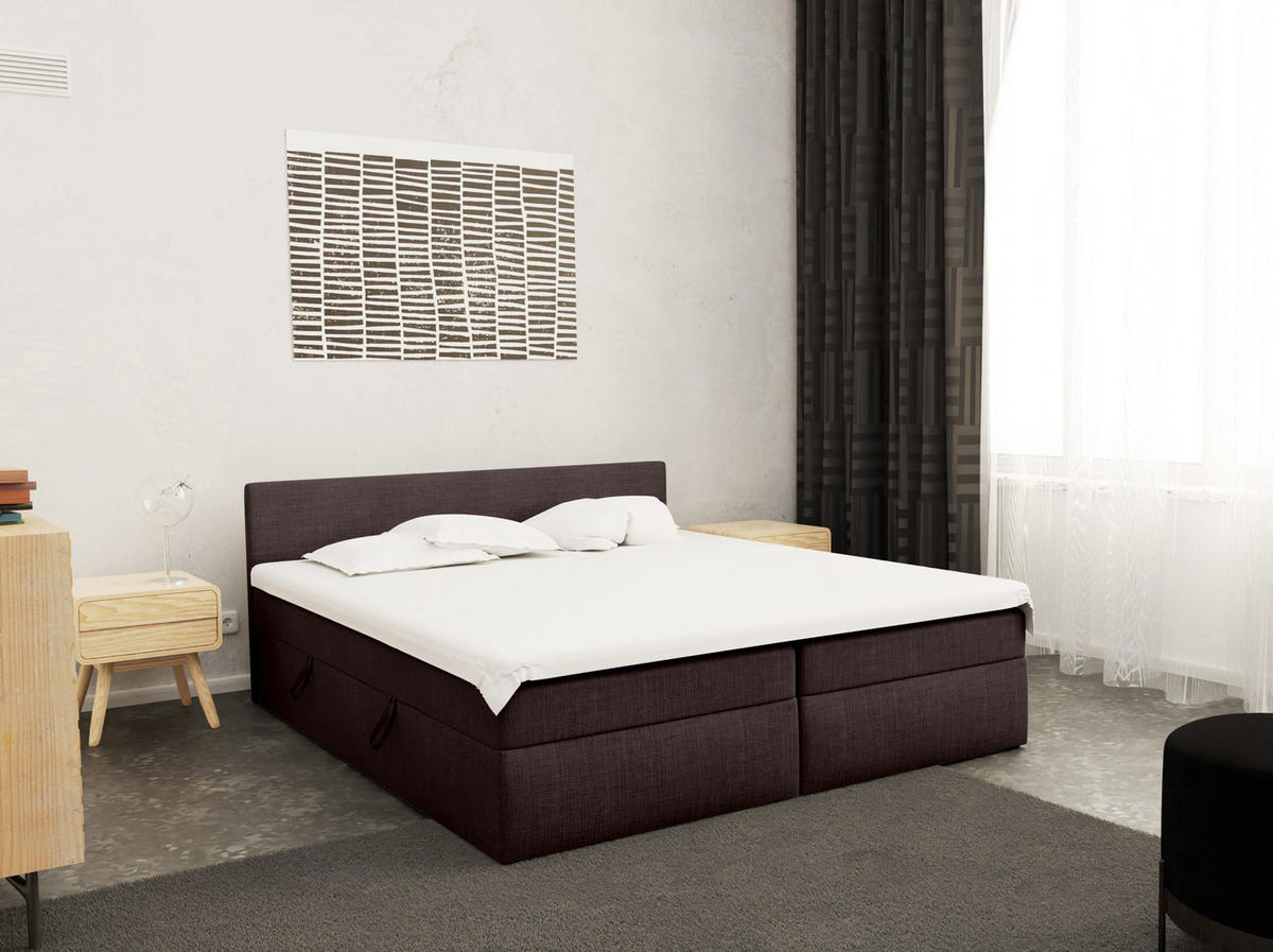 BOXBETT Verdig mit Bettkasten 180x200 Dunkelbraun - Braun, Holz (180/200cm) - Fedve