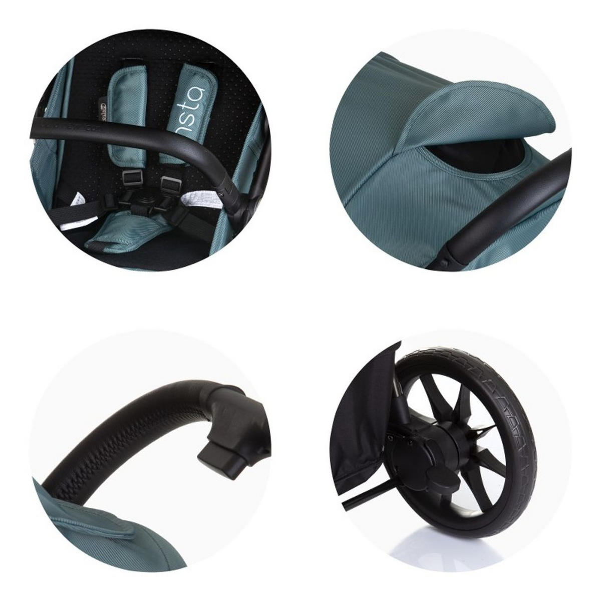 KINDERWAGEN Insta grün Fußabdeckung, Federung, Korb, Gurt, klappbar - Grün, Metall (87/53/105cm) - Chipolino