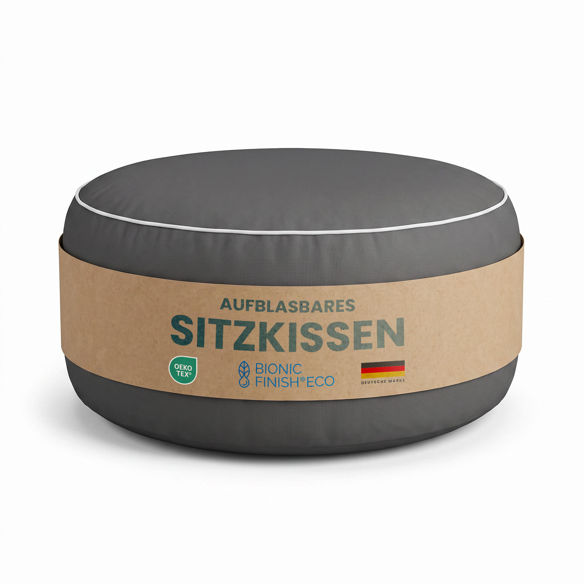 SITZKISSEN Outdoor aufblasbar Ø54x26 cm Anthrazit - Anthrazit, Textil (54/26/54cm) - Arsvita