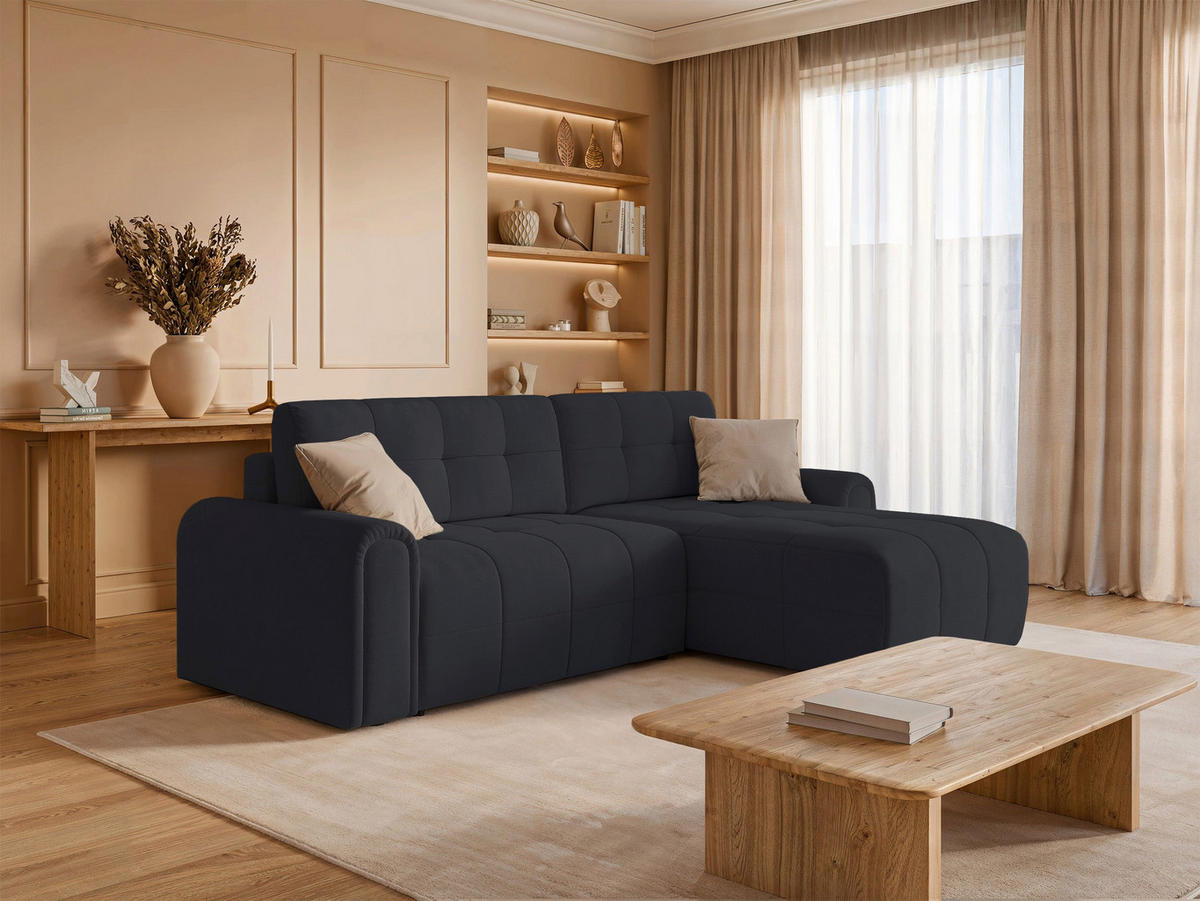 ECKSOFA Simolla Anthrazit rechts - Dunkelgrau/Schwarz, Kunststoff/Textil (180/268cm) - Selsey