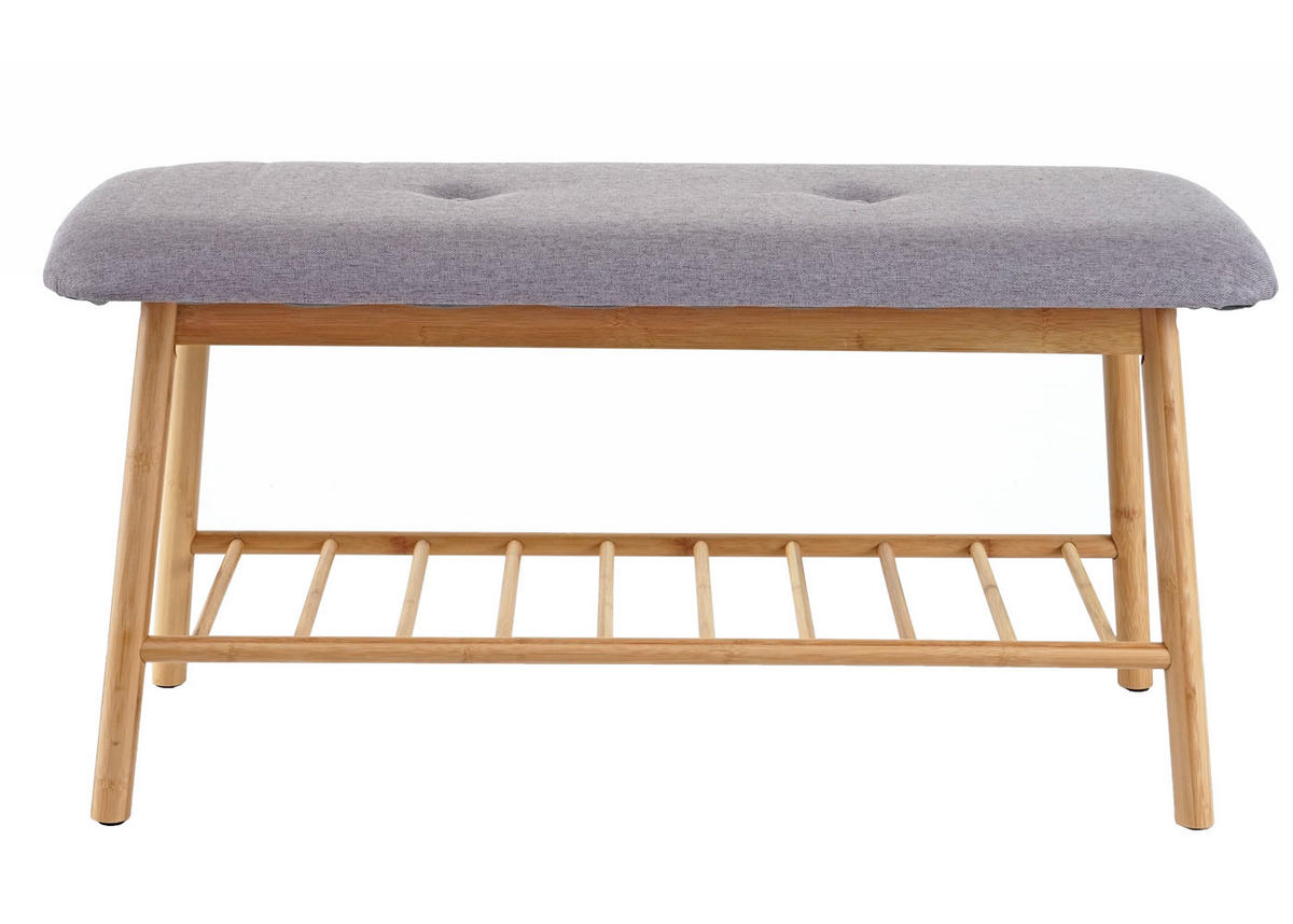 SITZBANK SCHUHREGAL Braun, Grau - Braun/Grau, Holz (90/44/34cm) - MCW