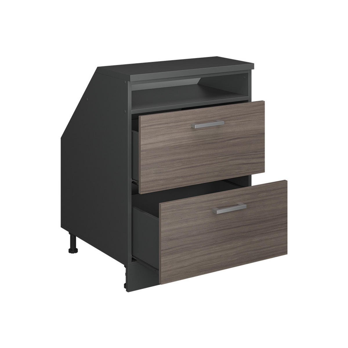 ORMARIĆ ZA KOSI KROV S LADICAMA Rion Plemenita Siva 60 x 81.6 cm s 2 ladice, korpus ormara dubine 60 cm - siva/antracit, drvni materijal (60/83.8/60cm) - Vicco