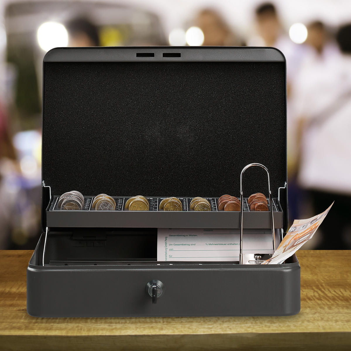 GELDKASSETTE Euro-Münzzählbrett - Grau, Kunststoff/Metall (30.5/8.5/24.5cm) - Relaxdays