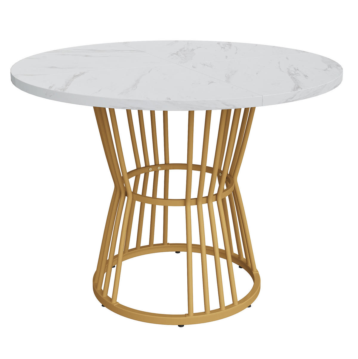 ESSTISCH aus MDF mit Marmormuster & Metallgestell, Ø 100/75 cm, Gold - Goldfarben, Holzwerkstoff (100/100/75cm) - Redom