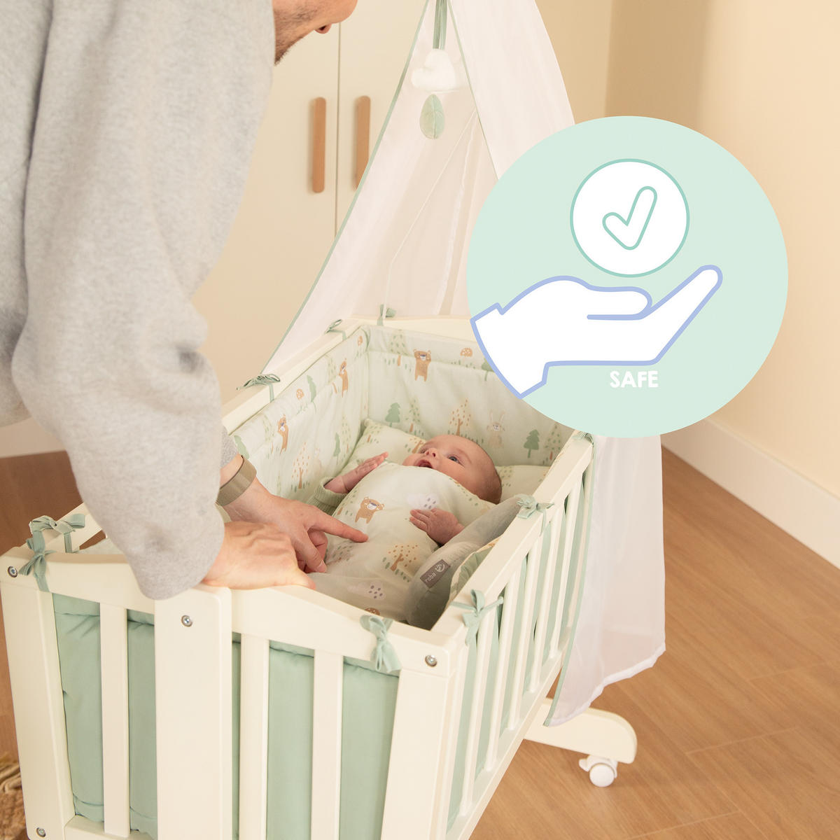 BABYWIEGENSET Woodland Buddies - Weiß, Holzwerkstoff/Textil (40/90cm) - Roba