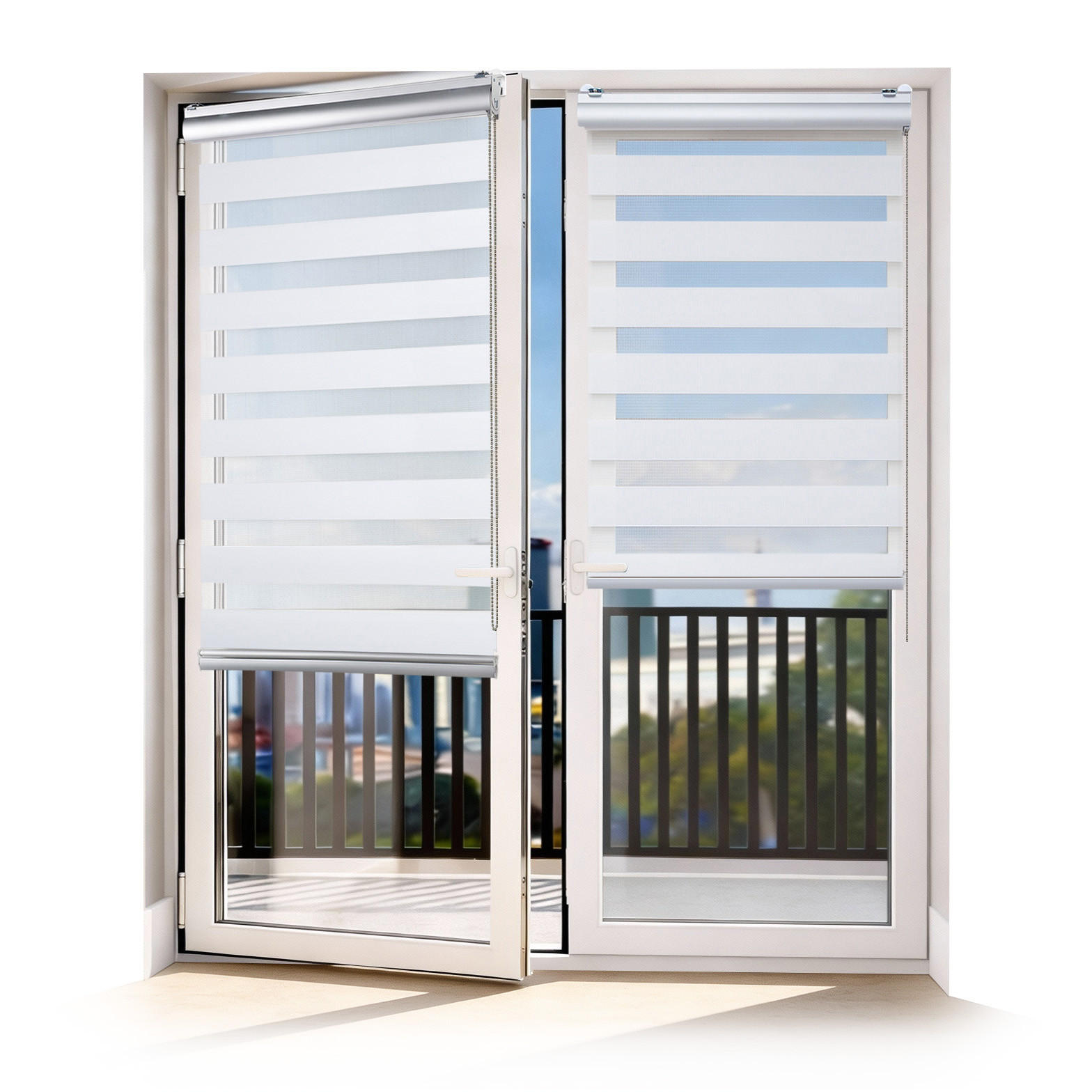 Storesdeco Doppelrollo Weiß 80x250x1 cm