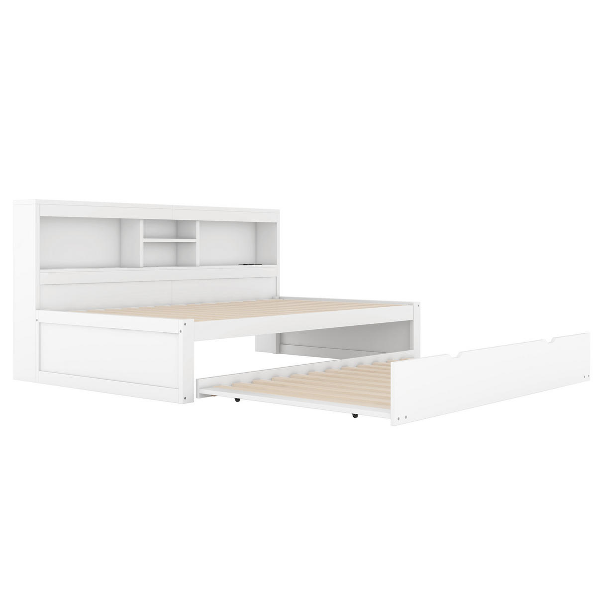 MULTIFUNKTIONSBETT 90/200 cm weiß mit LED-Beleuchtung und Stauraum - Weiß, Holzwerkstoff (90/200cm) - OKWISH