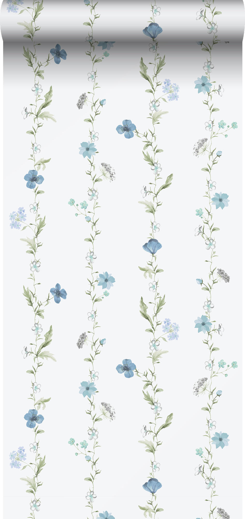 TAPETE Blumen 53 cm x 10 m - Blau, Papier (53/1000cm) - Sanders & Sanders