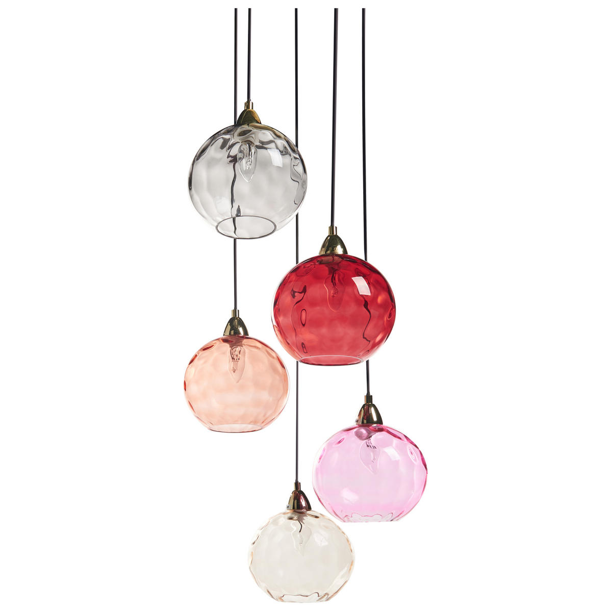 HÄNGELEUCHTE Rot Pabellon - Pink/Transparent, Glas (30/44/122cm) - Beliani