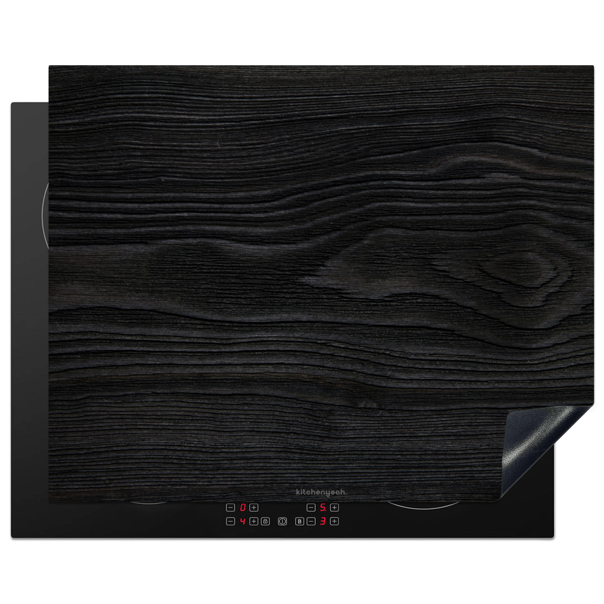 HERDABDECKPLATTE Schwarz - Holzoptik 65x52 cm - Schwarz, Kunststoff (65/0.2/52cm) - MuchoWow