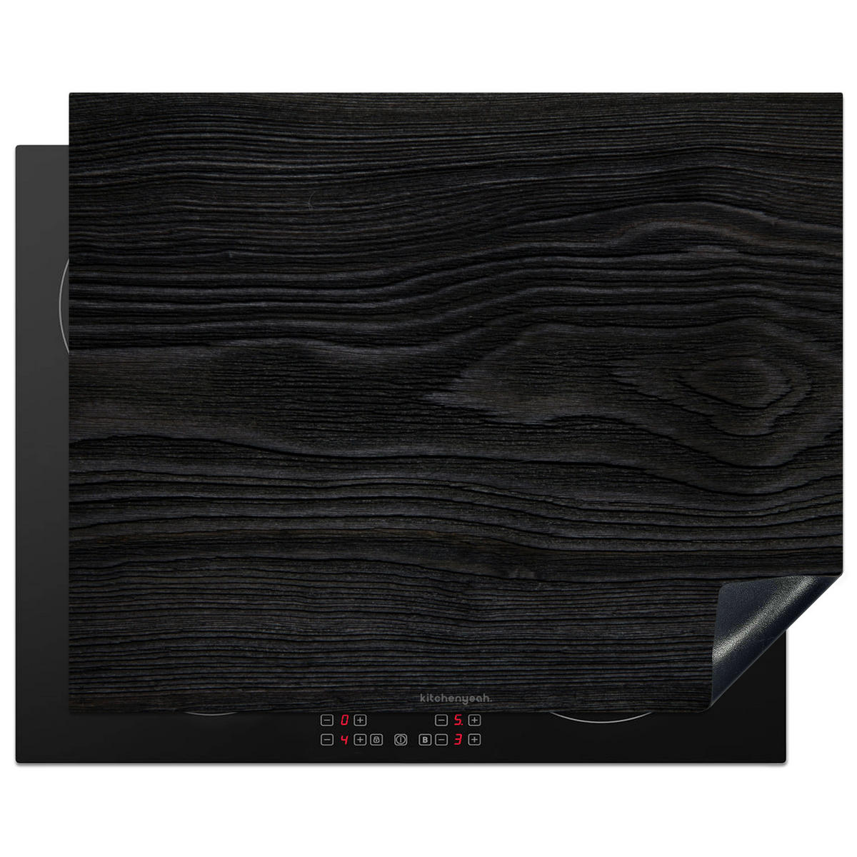 HERDABDECKPLATTE Schwarz - Holzoptik 65x52 cm - Schwarz, Kunststoff (65/0.2/52cm) - MuchoWow