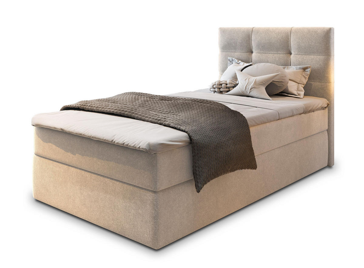 POSTEL BOXSPRING GLOS 90x200 cm, s matrací a úložným prostorem, béžová - béžová, kompozitní dřevo/textil (90/200cm) - MASSENO