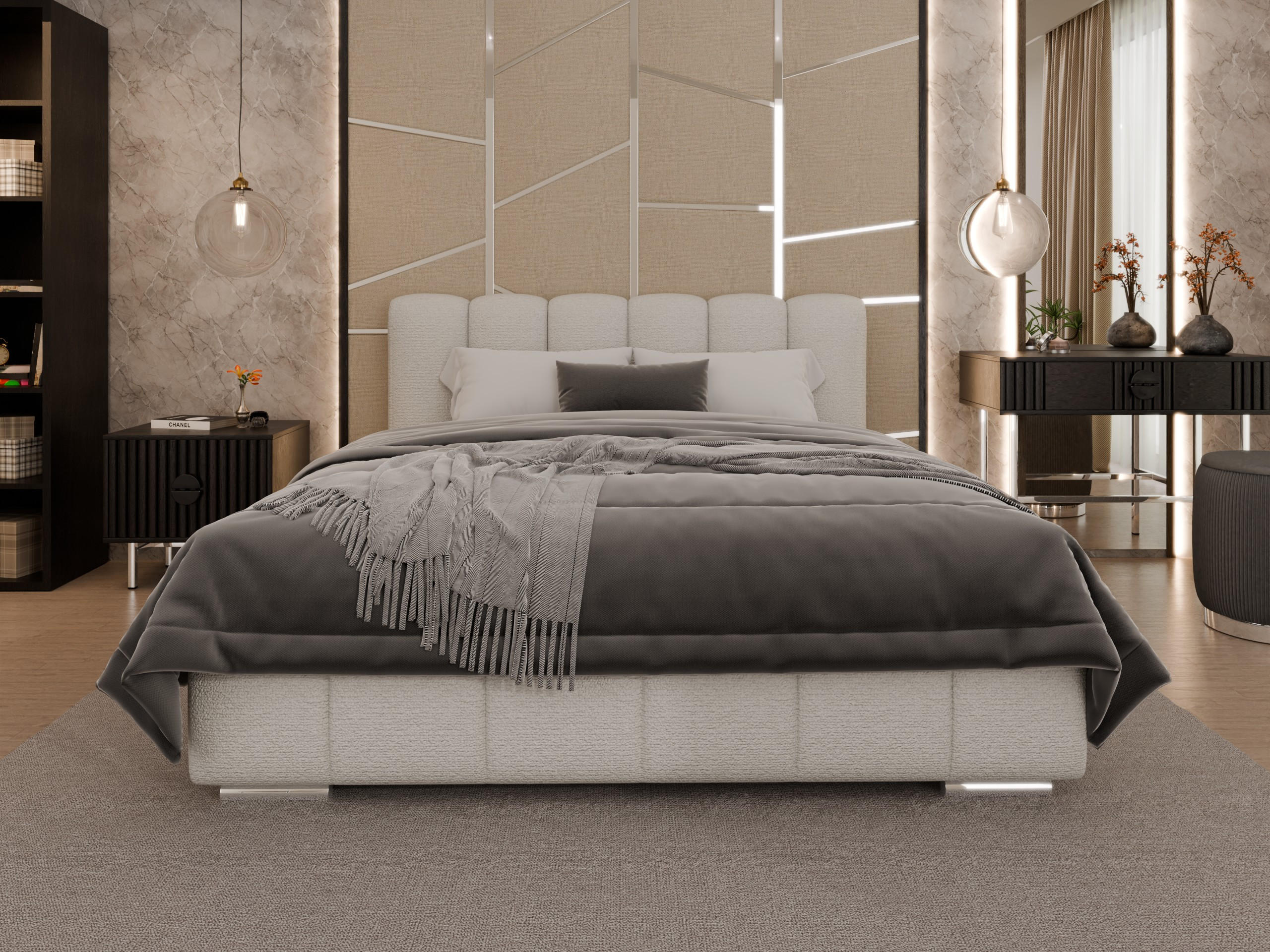 POLSTERBETT Zaira 160 x 200 cm mit Bettkasten und Lattenrost federkernmatratze 18cm - taupe - Taupe, Holz (160/200cm) - Panda Möbel