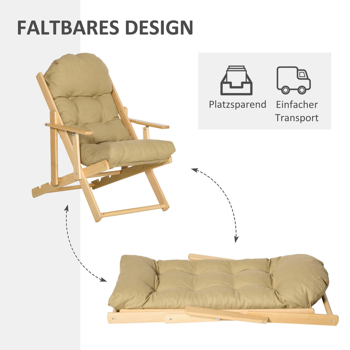 POLOHOVACÍ relaxační křeslo 71/89/96 cm, skládací, 3 polohy, bukové dřevo a měkké polstrování, Hnědá - hnědá, textil (89/96/71cm) - Redom