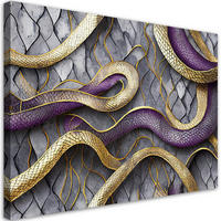 WANDBILD schlange textur glamour gold lila - Goldfarben, Textil (60/40cm) - Feeby