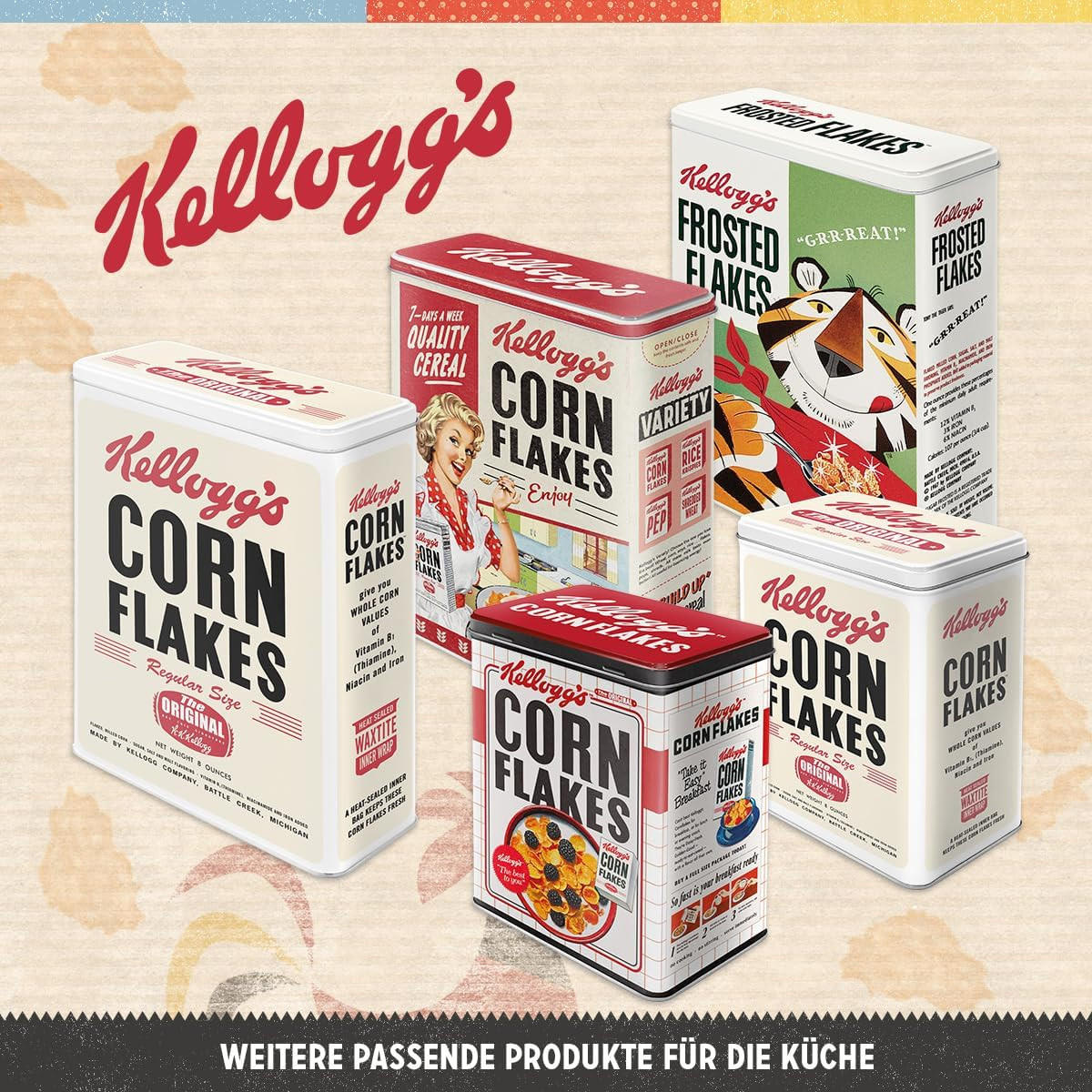 VORRATSDOSE L Kellogg's – Corn Flakes Bowl - Multicolor, Metall (14/20/10cm) - Nostalgic-Art