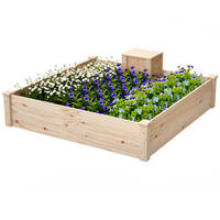 HOCHBEET DE-12229 123/123/25 cm mit Komposter Naturholz - Naturfarben, Holz (123/25.5/123cm) - ComfortXL