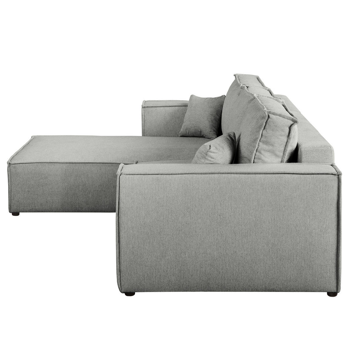 ECKSOFA mit Schlaffunktion - 290 cm - Dunkelgrau/Schwarz, Kunststoff/Textil (290/185cm) - home24