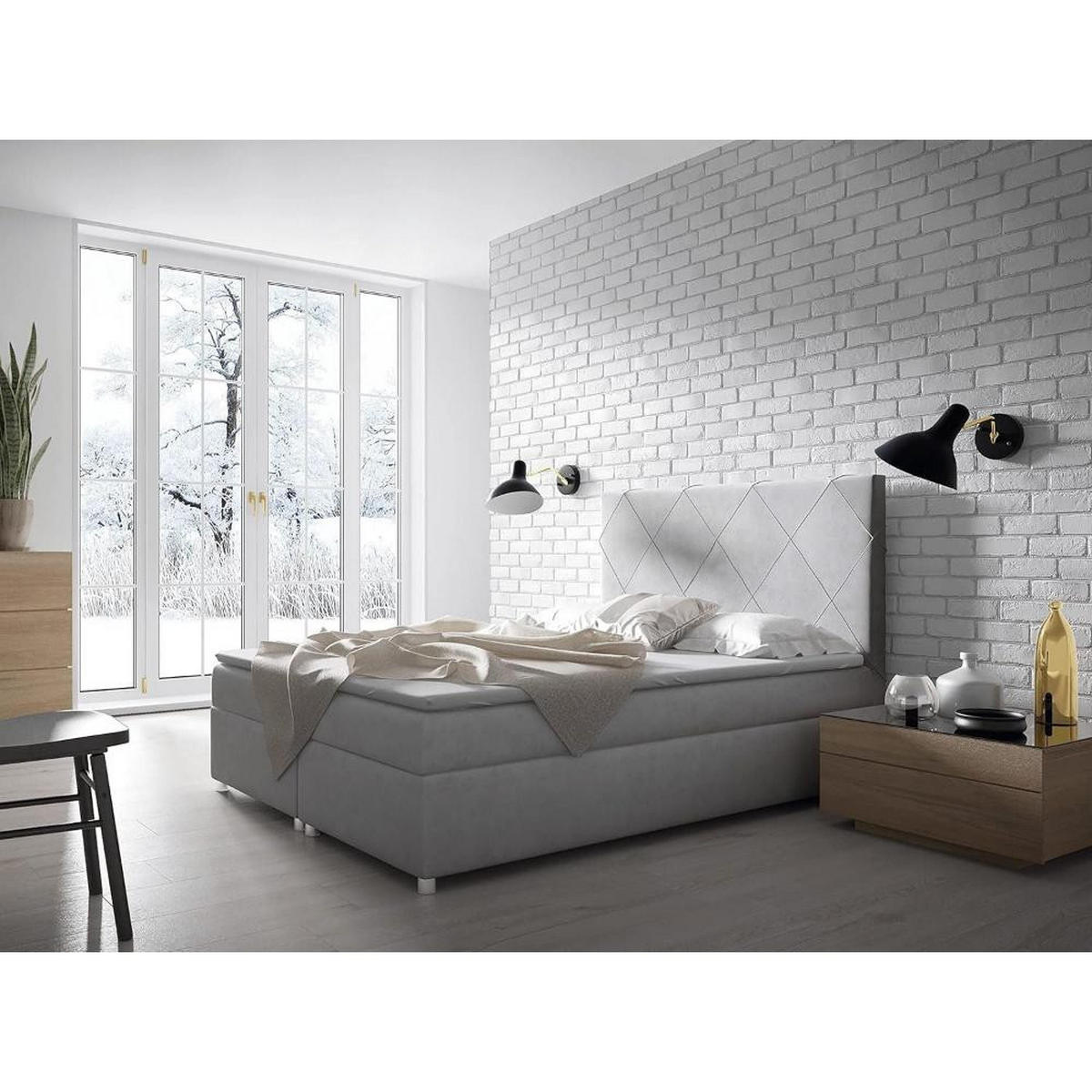 BOXBETT Trinity K-7 Bonellfederkern inkl. Topper - Blau, Holz/Holzwerkstoff (160/200cm) - Best For Home