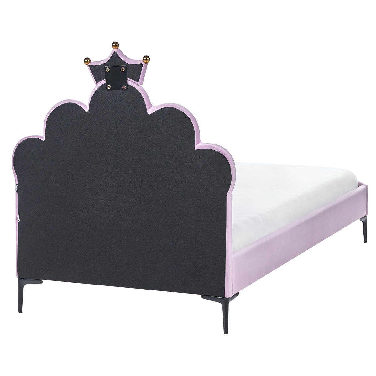 KINDERBETT Krone Samtstoff 90/200 cm mit LED-Beleuchtung Violett Rubian - Violett/Schwarz, Textil (90/200cm) - Beliani