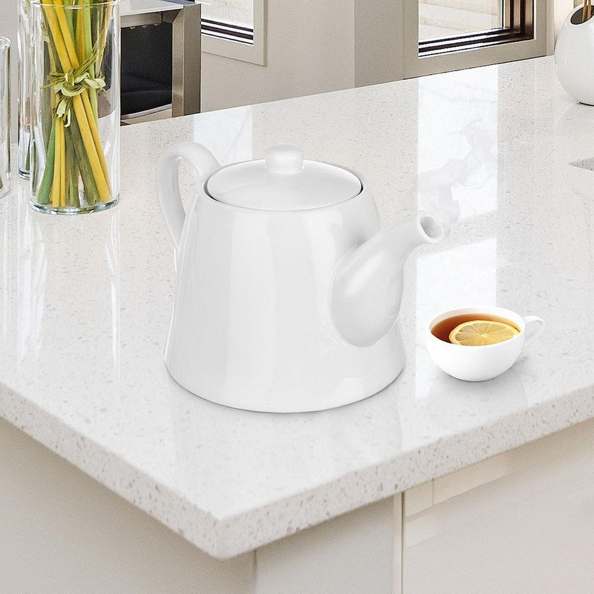 KAFFEE- UND TEEKANNE Porzellan 2 l Weiß - Weiß, Keramik (2L) - Orion 