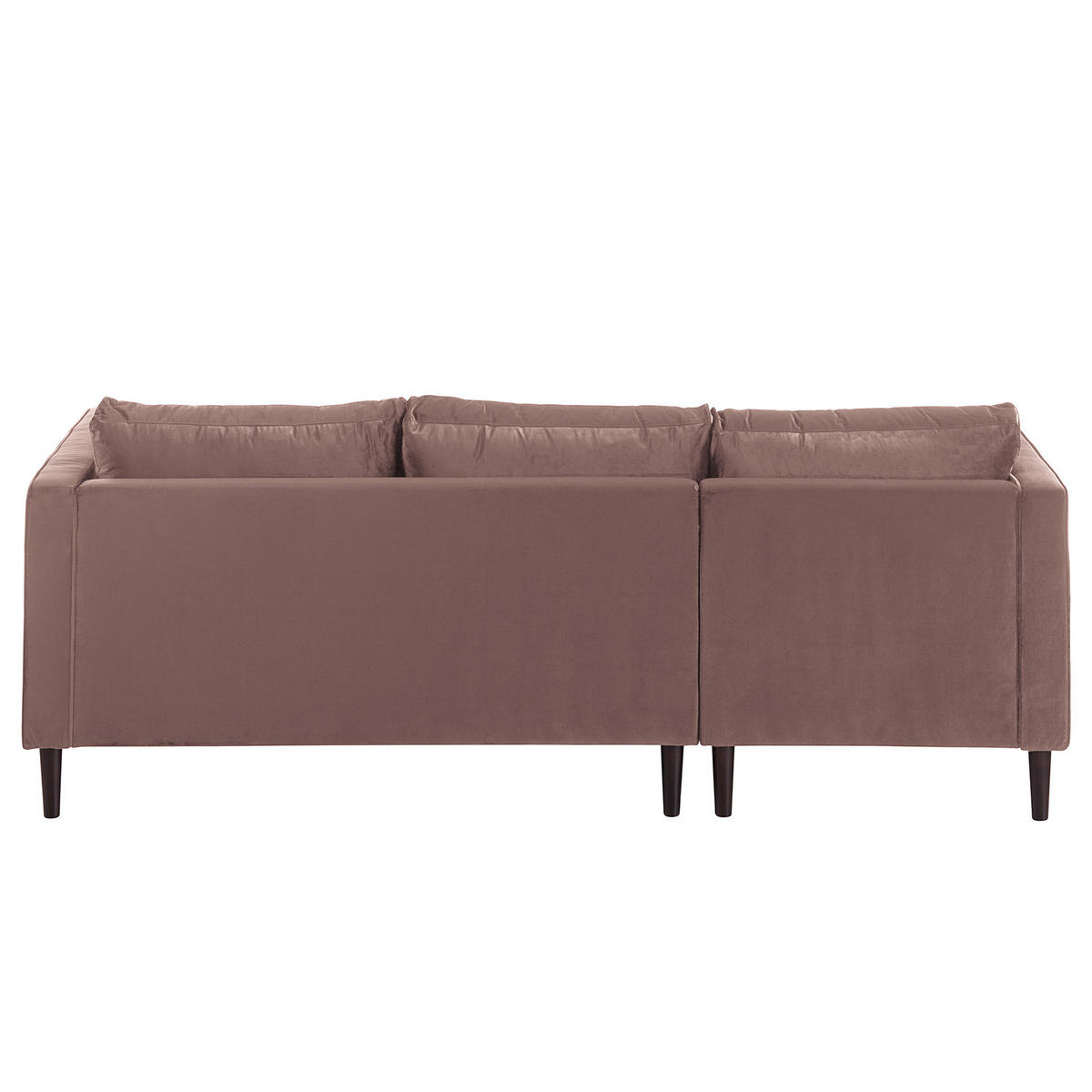ECKSOFA - Samt - Dunkelbraun/Mauve, Birkenholz/Textil (201/155cm) - home24