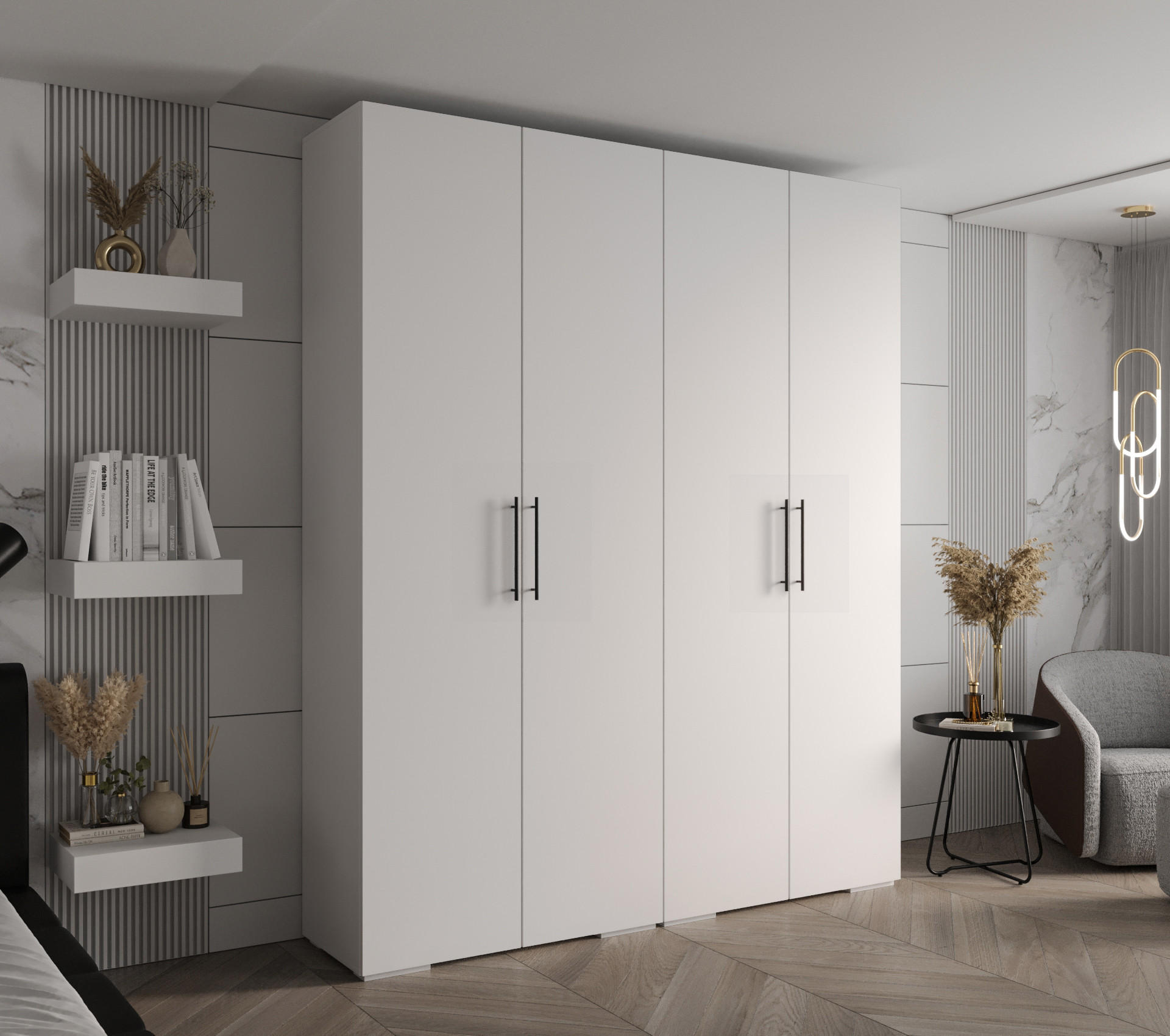 DREHTÜRENSCHRANK 236.7/200/47 4-türig - Schwarz/Weiß, Holz/Metall (200/236.7/47cm) - Abiks Möbel