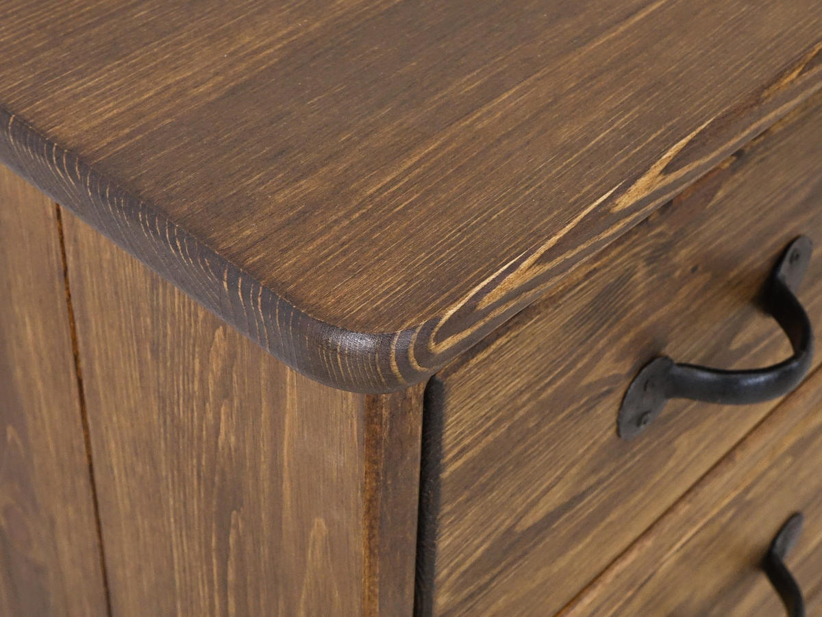 KOMMODE aus Massivholz Rustyk 3/9 - Dunkelbraun/Schwarz, Holz (152/80/45cm) - Seart
