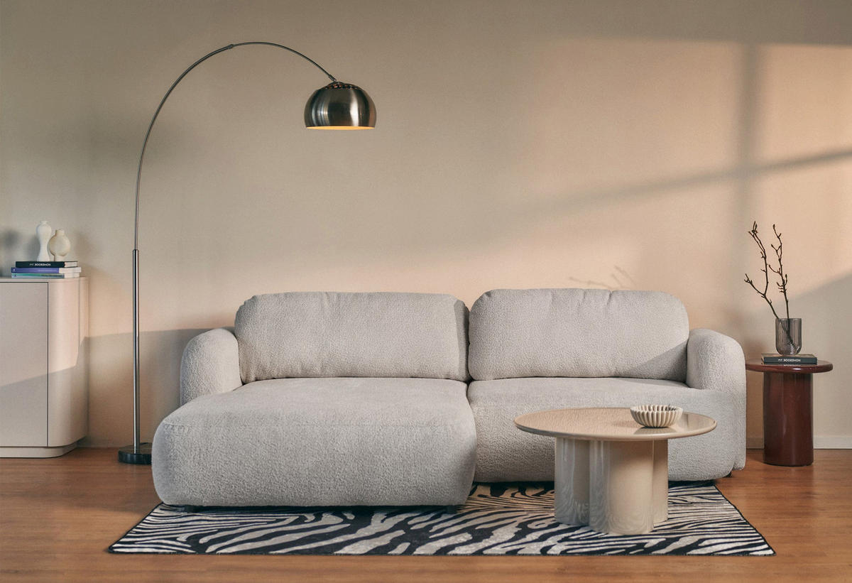 ROHOVÁ pohovka Tvoya, světle šedé bouclé - černá/světle šedá, textil/plast (267/175cm) - Selsey