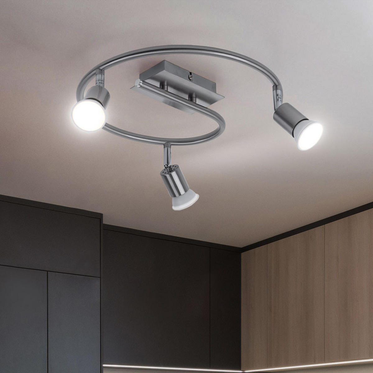 DECKENLEUCHTE Spotrondell Silber gebürstet - Silberfarben, Metall (50/50/17cm) - Esto