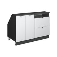 KUHINJSKI ORMAR ZA KOSINE KROVA R-Line Bijeli grebeni 120 cm Set od 2 korpusa ormara, dubina 60 cm - bijela/antracit, drvni materijal (120/83.8/60cm) - Vicco