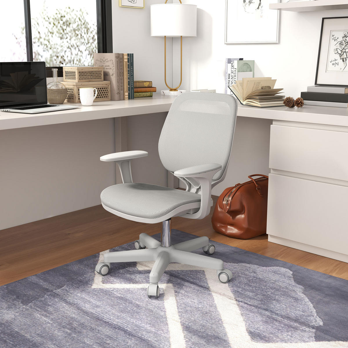 BÜROSTUHL DE-05179 Ergonomisch, Drehfunktion & höhenverstellbar Grau - Grau, Kunststoff (48/94.5/55cm) - ComfortXL