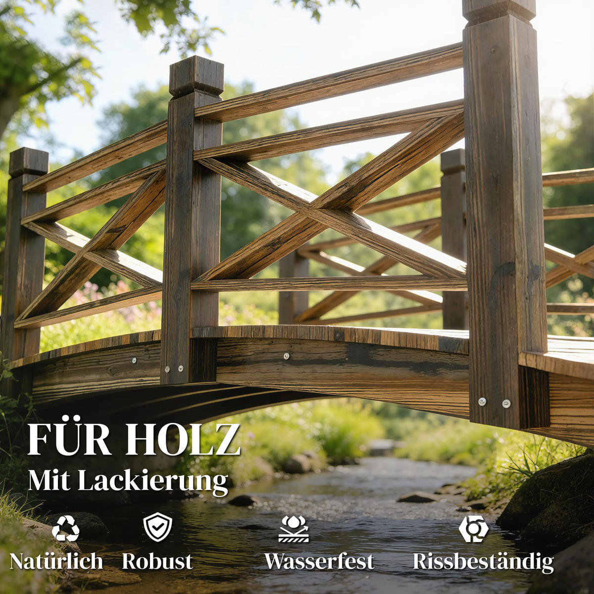 GARTENBRÜCKE Tannenholz Verkohlt - Braun, Holz (174/78/57.5cm) - Outsunny