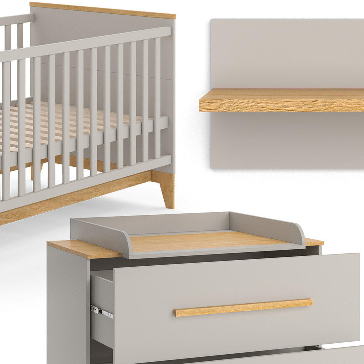 KINDERZIMMER-SET Malia Cashmere-Eiche 5 Teile - Kaschmir/Eichefarben, Holzwerkstoff (108/98/70cm) - VitaliSpa