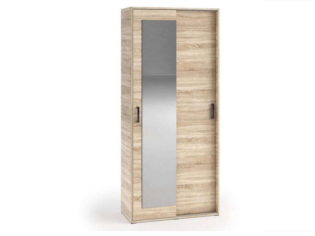 GARDEROBENSCHRANK Vanessa I 90 cm mit Spiegel, sonoma - Sonoma Eiche, Kunststoff (90/205/40cm) - Margaret Hadas24