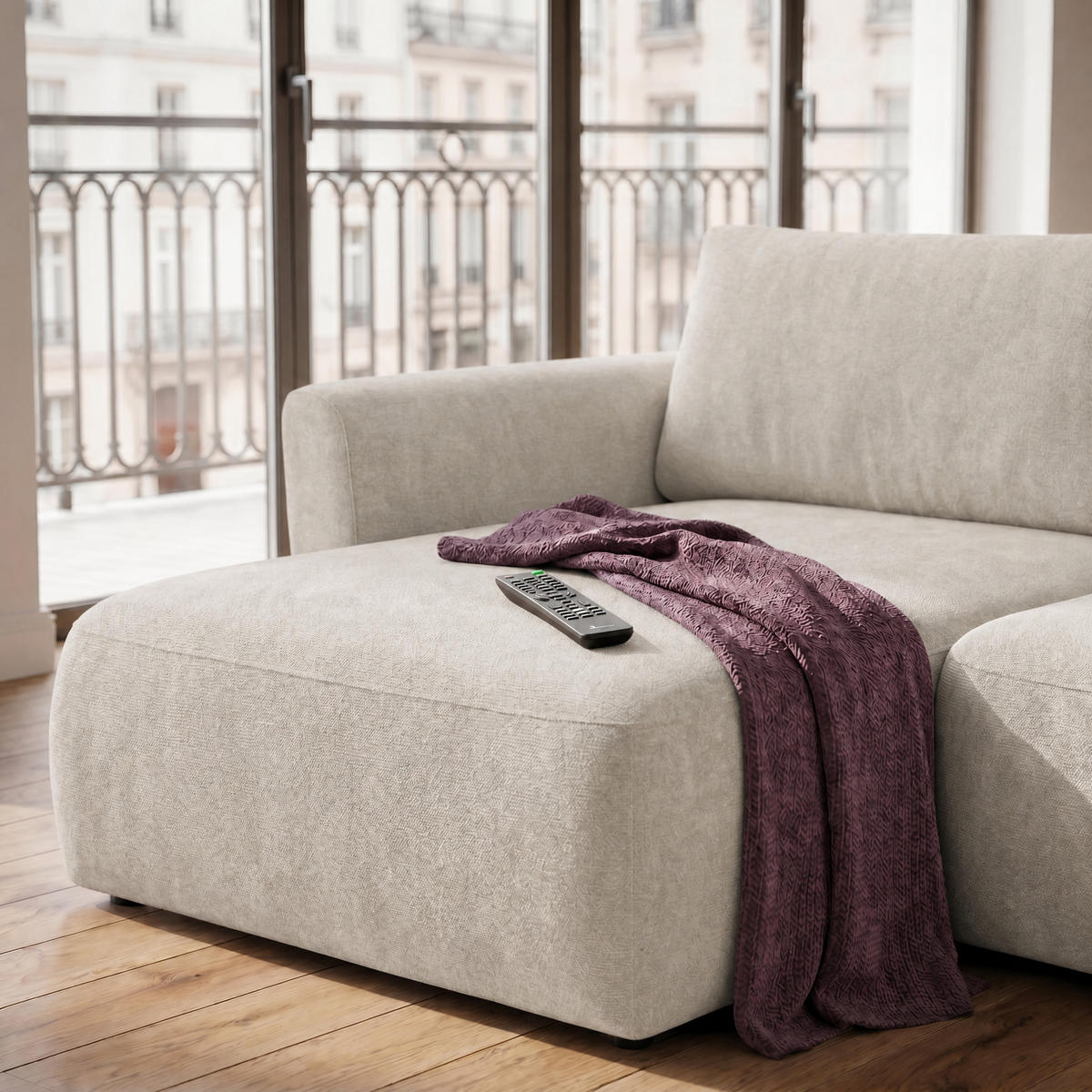 ECKSOFA BELLA L Links mit Schlaffunktion 140x205 Velours Creme - Creme/Schwarz, Holz/Kunststoff (230/165cm) - Muffo