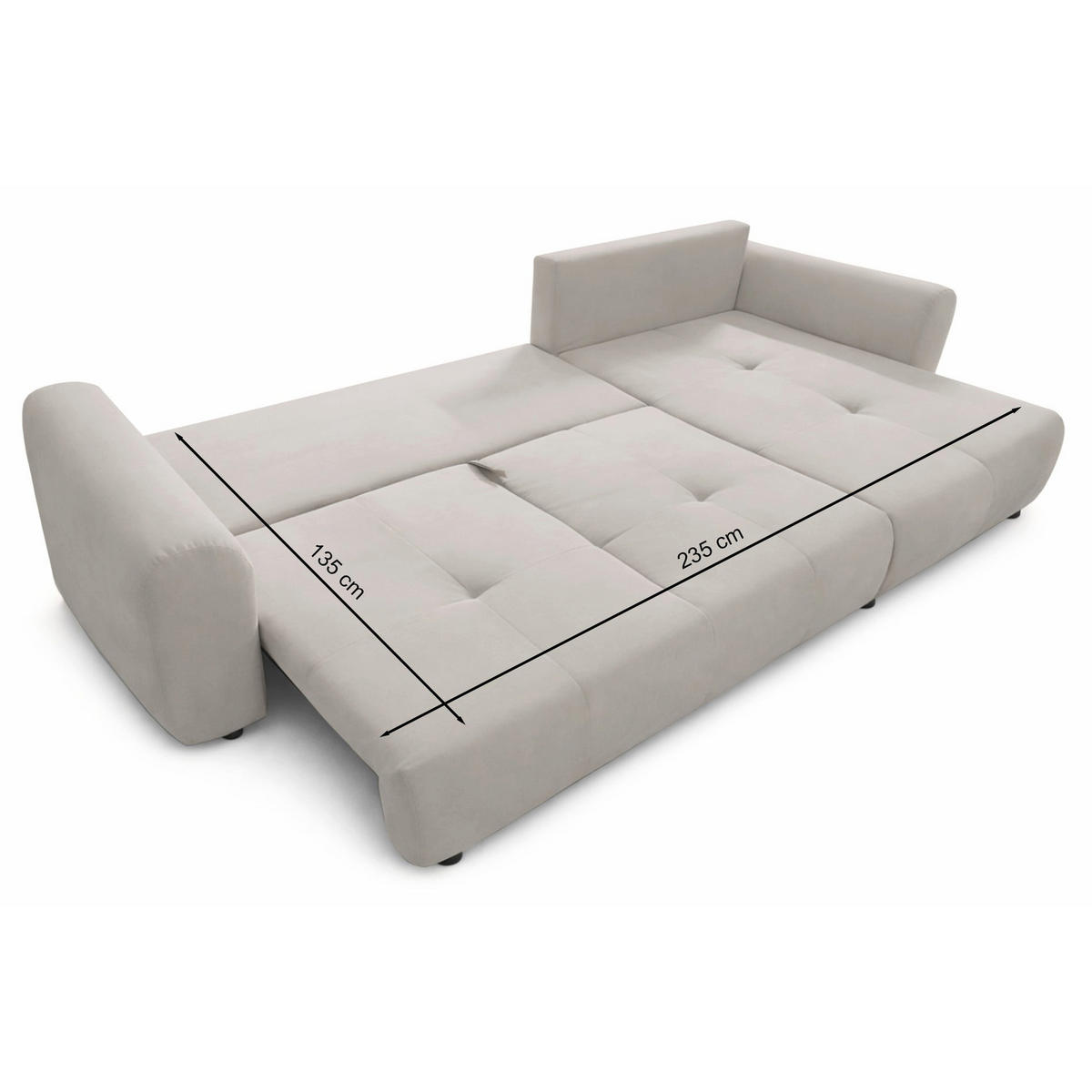 ECKSCHLAFSOFA Olido DUNKELBEIGER VELOURS - Schwarz/Cappuccino, Kunststoff/Textil (279/150cm) - Selsey