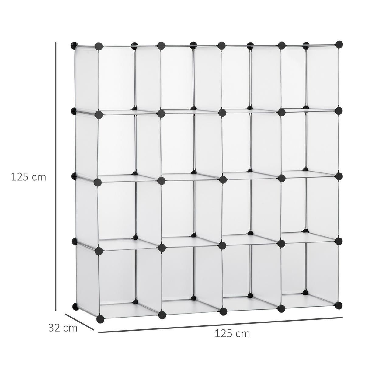 DIY Regalsystem, Kleiderschrank, Weiß - Weiß, Metall (32/125/125cm) - HOMCOM