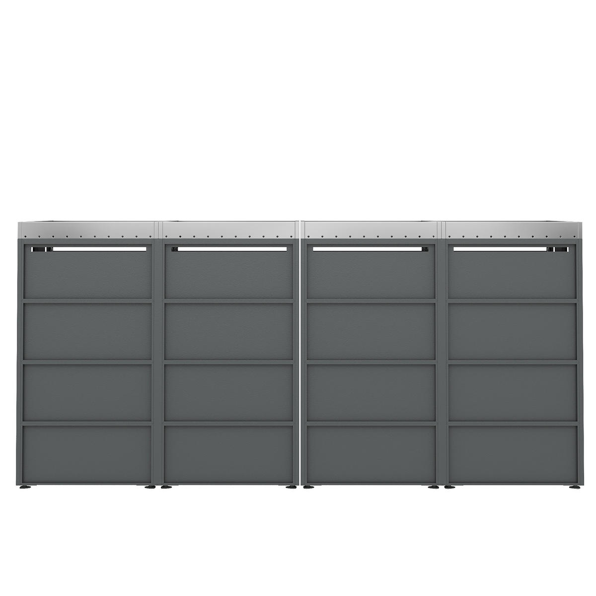 MÜLLTONNENBOX 4 Türen Holzoptik abschließbar Pflanzdach - Multicolor, Metall (160/163/264cm) - FLIEKS