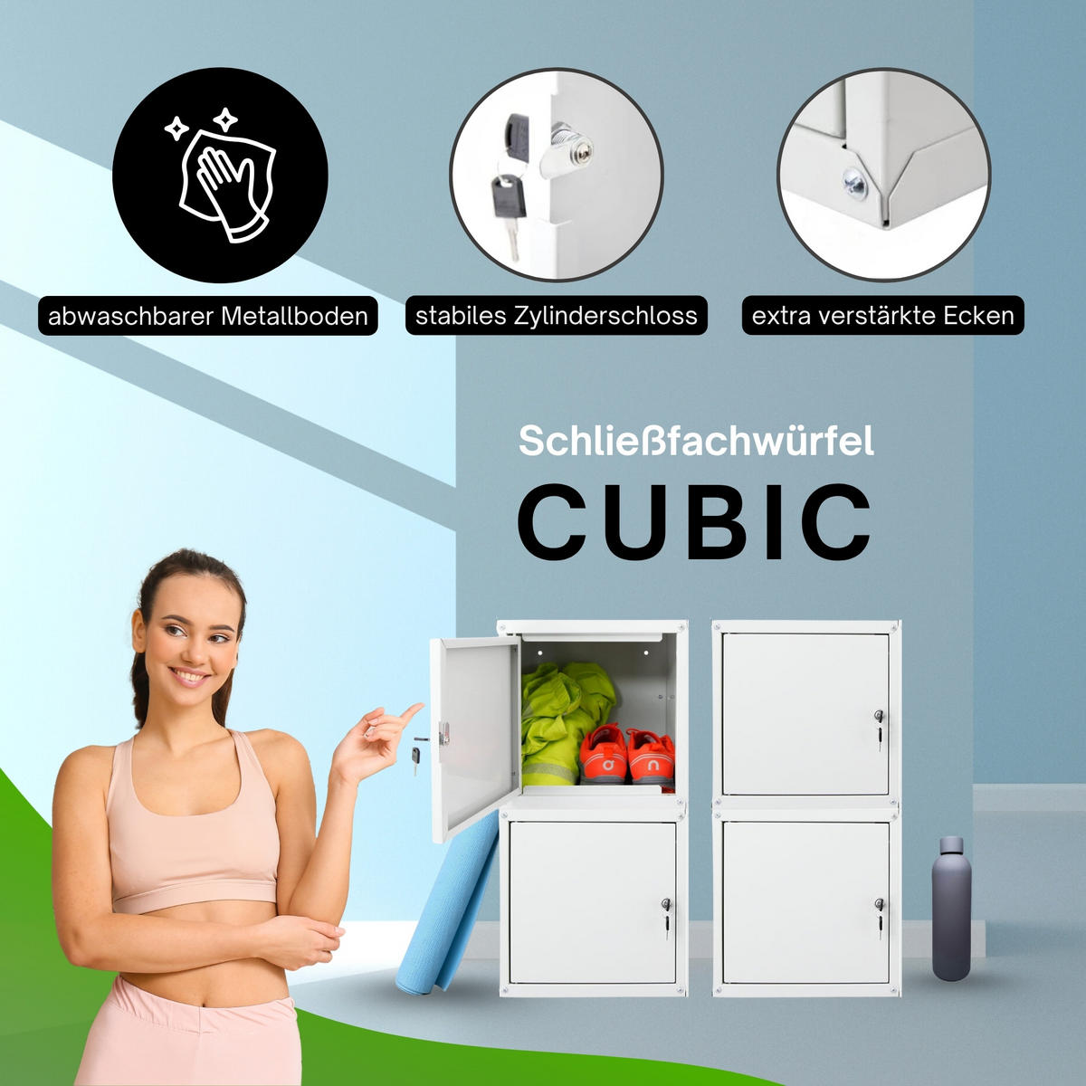 SCHLIESSFACHWÜRFEL Cubic 2er-Set 35x35x35 cm Grau - Grau, Metall (70/35/35cm) - PROREGAL