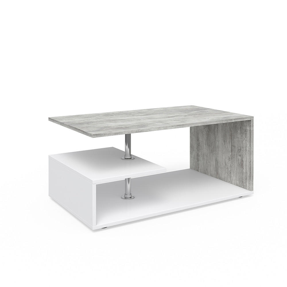 COUCHTISCH Guillermo Beton/Weiß 91 x 52,6 cm - Weiß/Grau, Holzwerkstoff (52.6/91/41cm) - Vicco