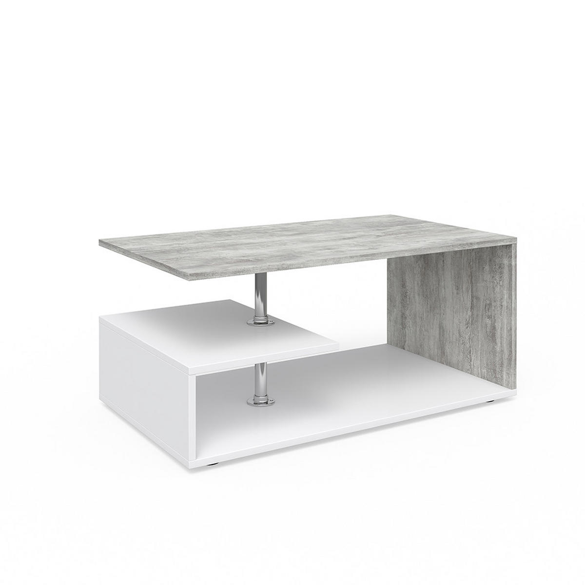 COUCHTISCH Guillermo Beton/Weiß 91 x 52,6 cm - Weiß/Grau, Holzwerkstoff (52.6/91/41cm) - Vicco
