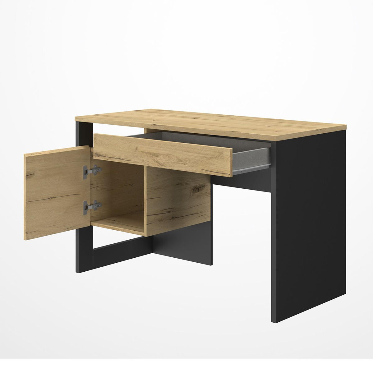 BÜRO aus Eichenholz Helvezia Russel - Französische Herstellung - 119/54/75 cm - Apfelbaumfarben, Holzwerkstoff (119/54/75cm) - Calicosy