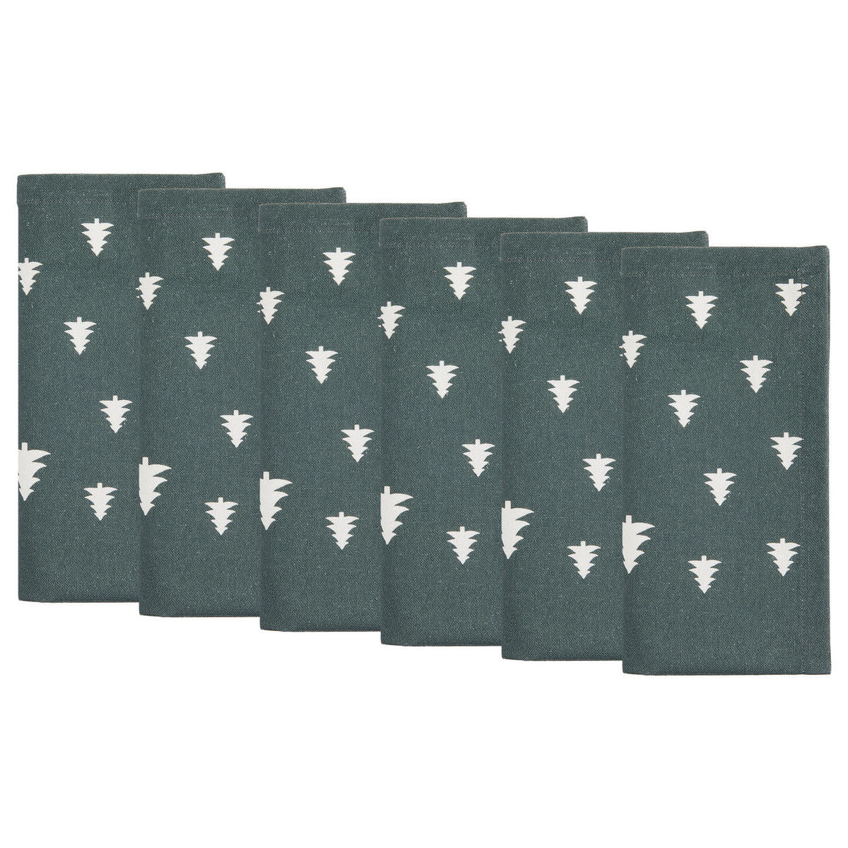 SERVIETTE (6er Set) Trees 42x42cm - Dunkelgrün, Textil (42/42cm) - BUTLERS