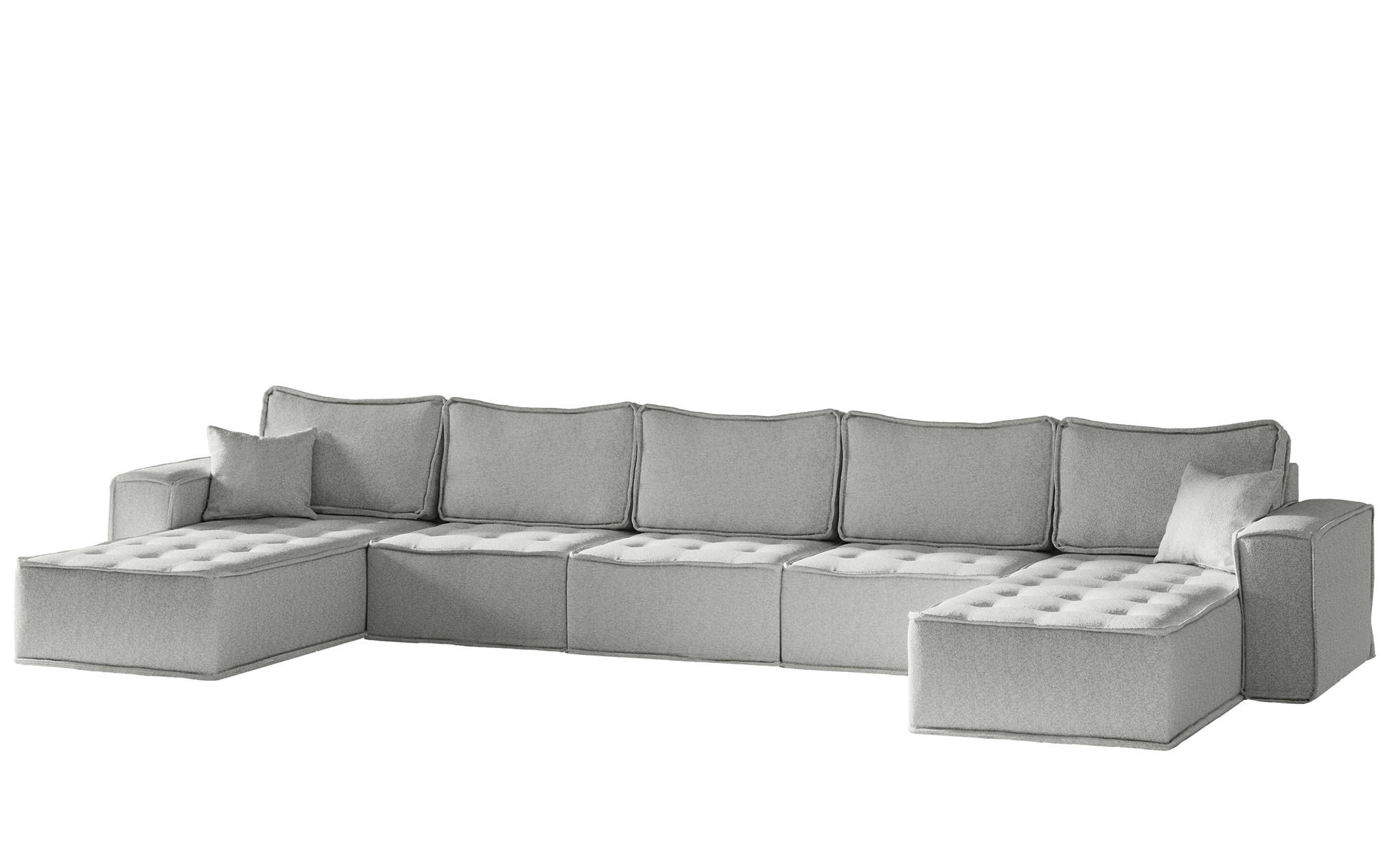 WOHNLANDSCHAFT Sande In Alpine - Hellgrau, Holzwerkstoff/Textil (452/85/192cm) - Fun Möbel