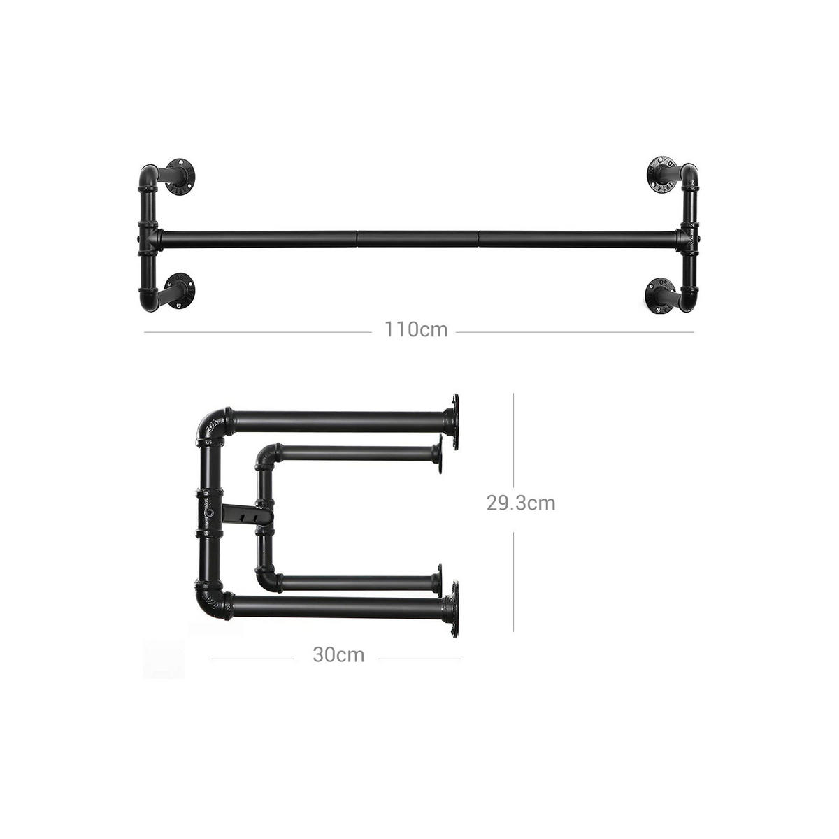 KLEIDERSTANGE 2ER-SET - Schwarz, Metall (110cm) - Hansiro