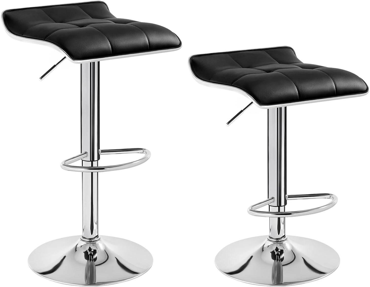 BARHOCKER 2er Set, aus PU-Kunstleder Metall - Schwarz, Metall (39/83/39cm) - Woltu