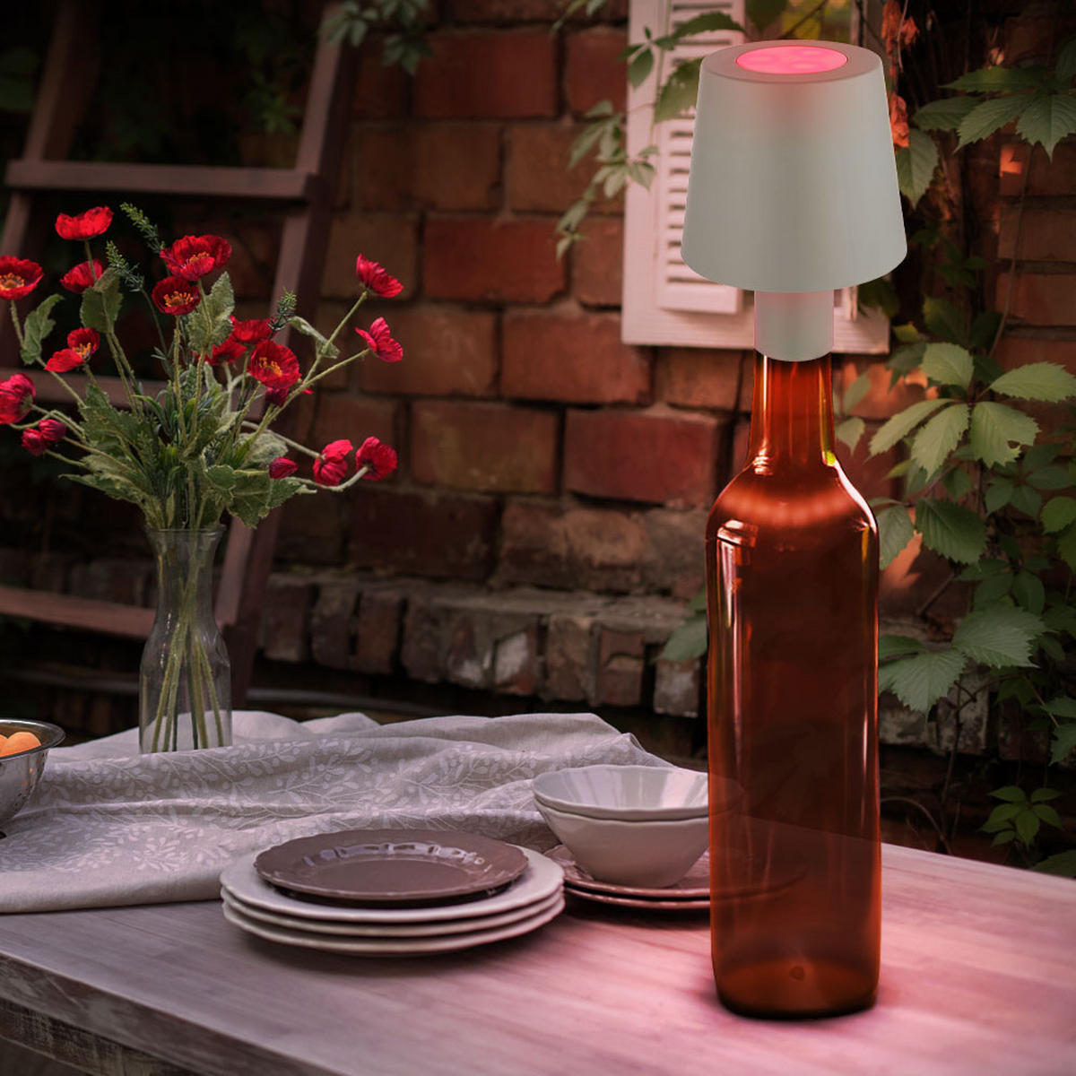 LED TISCHLEUCHTE Flaschenlampe Grün - Grün, Kunststoff (10.5/10.5/14cm) - Globo Lighting